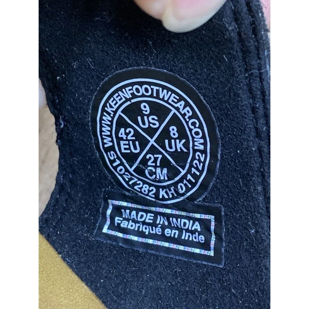KEEN Men's 9 Black Leather Slide Sandals Anatomical Footbed Comfort 1017282